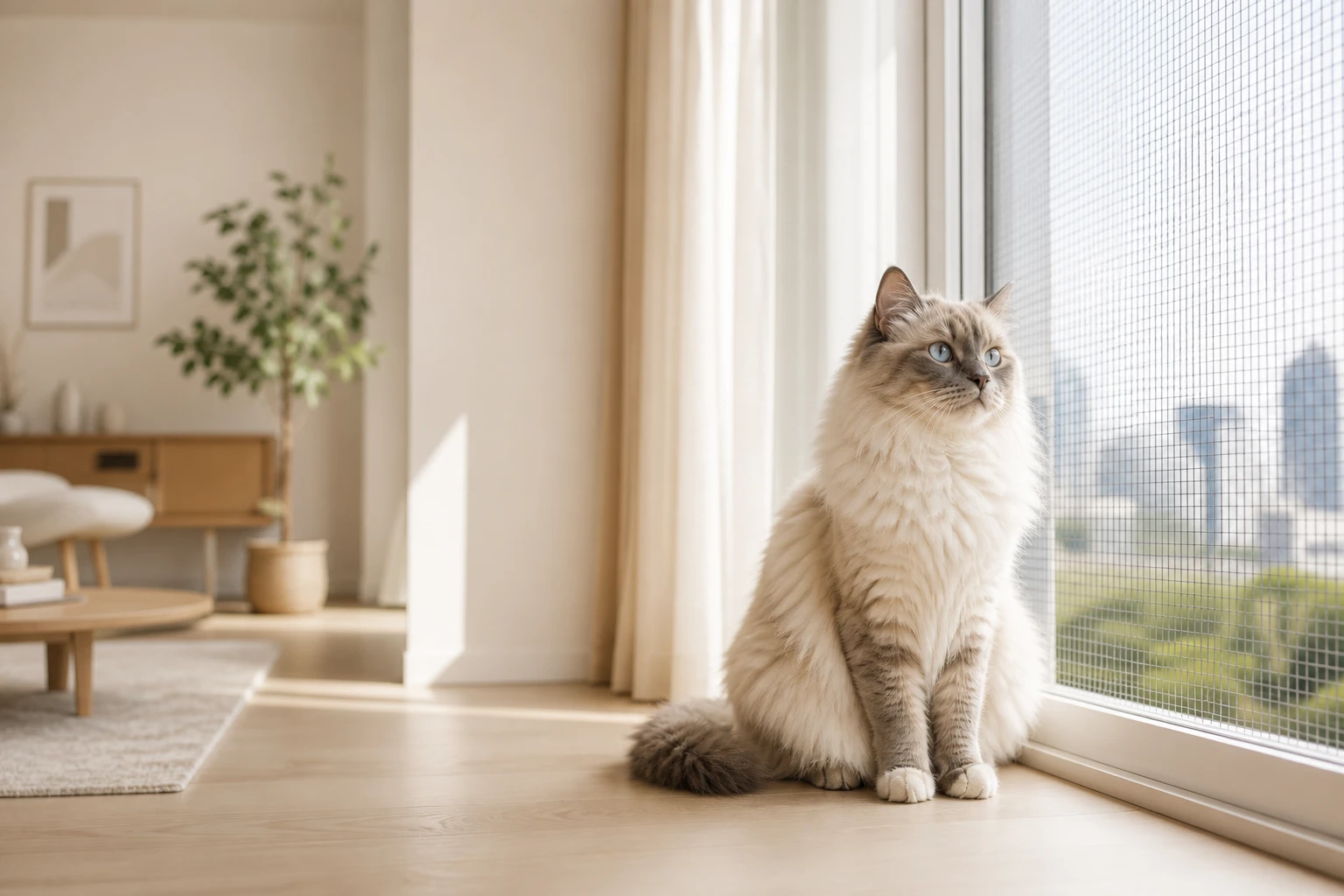 A calm, well-cared-for cat at home